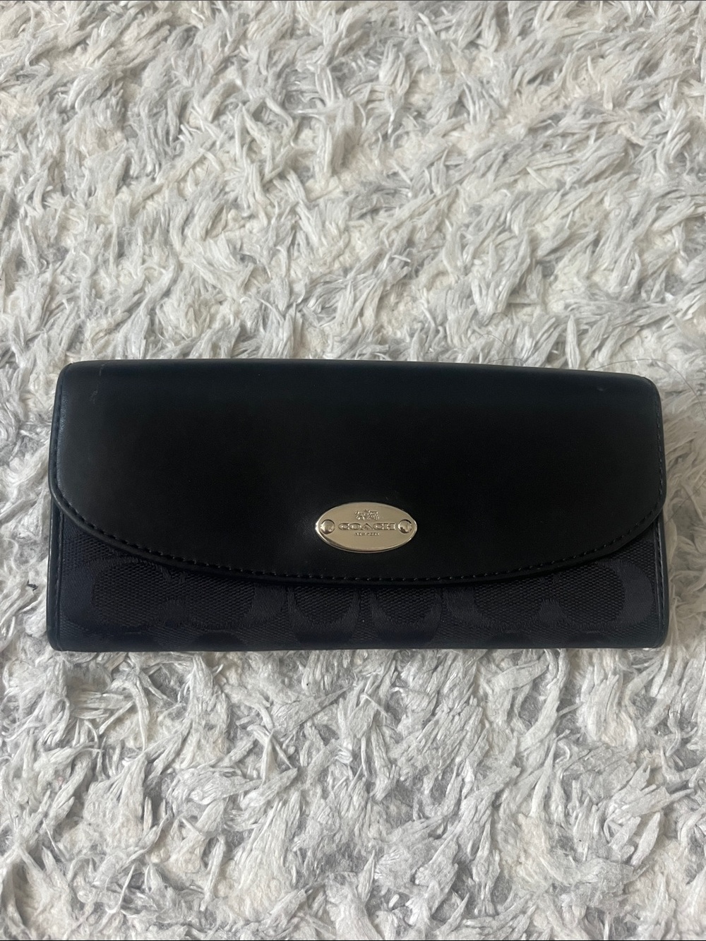 COACH BLACK SIGNATURE CONTINENTAL WALLET